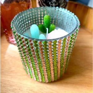 Hand rhinestoned candle with the three cutest cactuses! 🌵